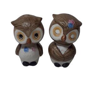 VTG Wise Owls Salt Pepper Shakers Boxed Set Korea Sweet Little Birds Boxed